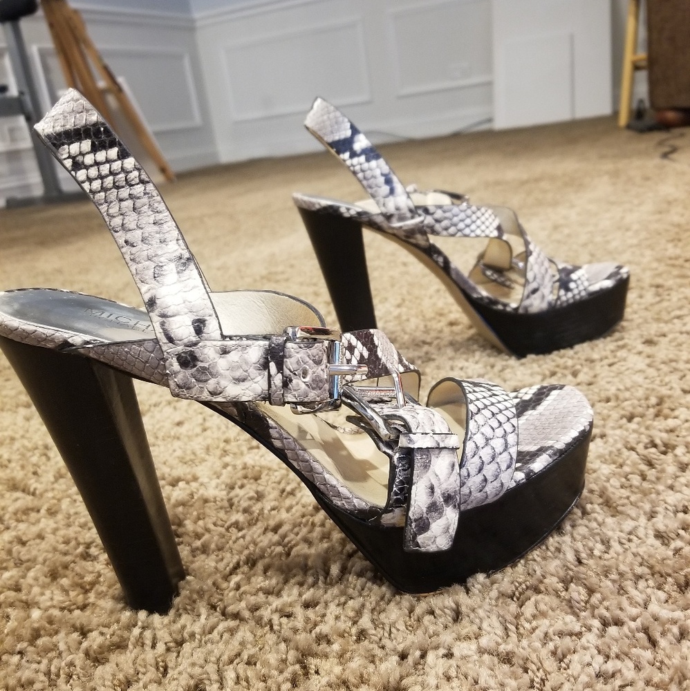 Michael Kors strappy snake skin heels